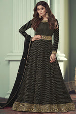 Load image into Gallery viewer, Shamita Shetty Stunning Black Embroidered Georgette Floor Length Anarkali Suit

