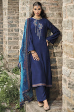 Load image into Gallery viewer, Exquisite Art Silk Fabric Festive Wear Salwar Suit In Blue Color
