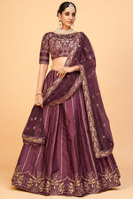 Load image into Gallery viewer, Incredible Sequins Work On Art Silk Fabric Burgundy Color Lehenga
