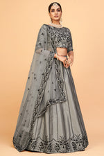 Load image into Gallery viewer, Tempting Art Silk Fabric Grey Color Lehenga With Sequins Work
