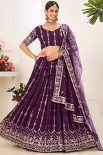 Load image into Gallery viewer, Radiant Purple Color Georgette Fabric Sequins Work Lehenga
