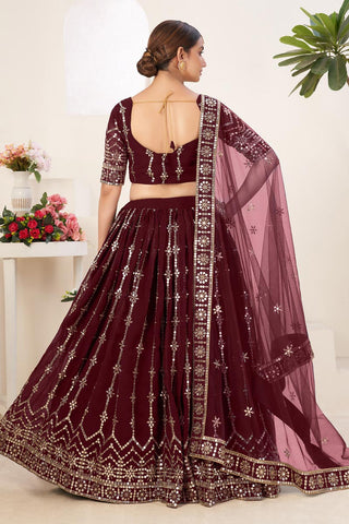 Maroon Color Georgette Fabric Elegant Sequins Work Lehenga