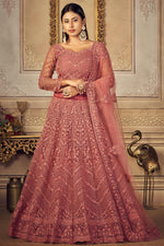 Load image into Gallery viewer, Sangeet Wear Glamorous EmbroidePeach Net Lehenga Choli In Peach Color

