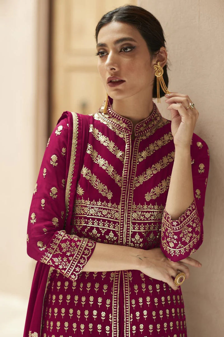 Rani Color Georgette Fabric Glorious Sequins Work Palazzo Suit