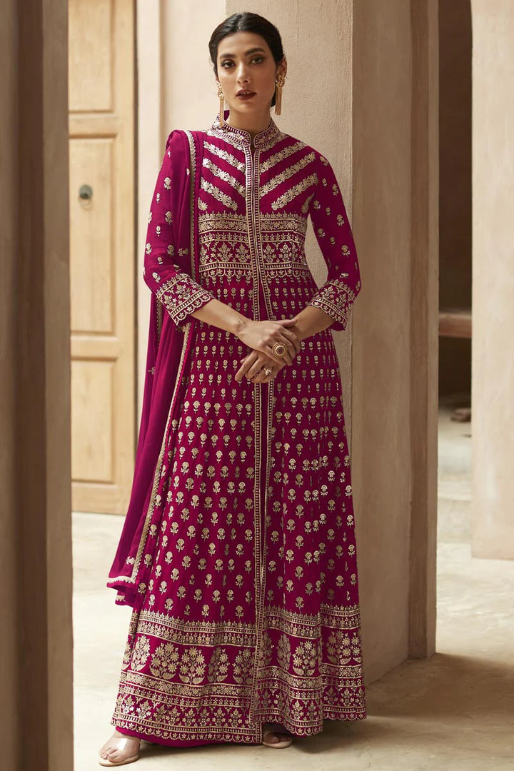 Rani Color Georgette Fabric Glorious Sequins Work Palazzo Suit
