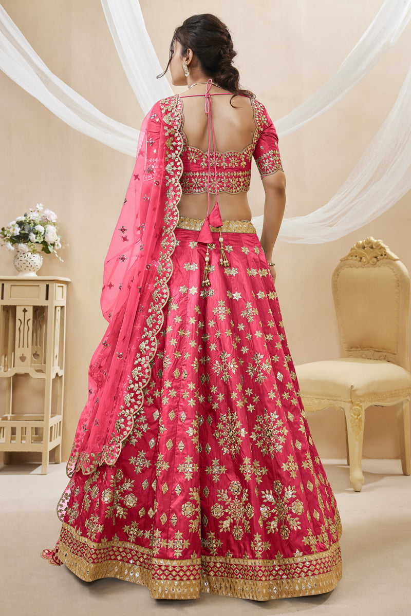 Pink Color Embroidered Work On Art Silk Fabric Beatific Lehenga Choli