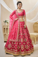 Load image into Gallery viewer, Pink Color Embroidered Work On Art Silk Fabric Beatific Lehenga Choli

