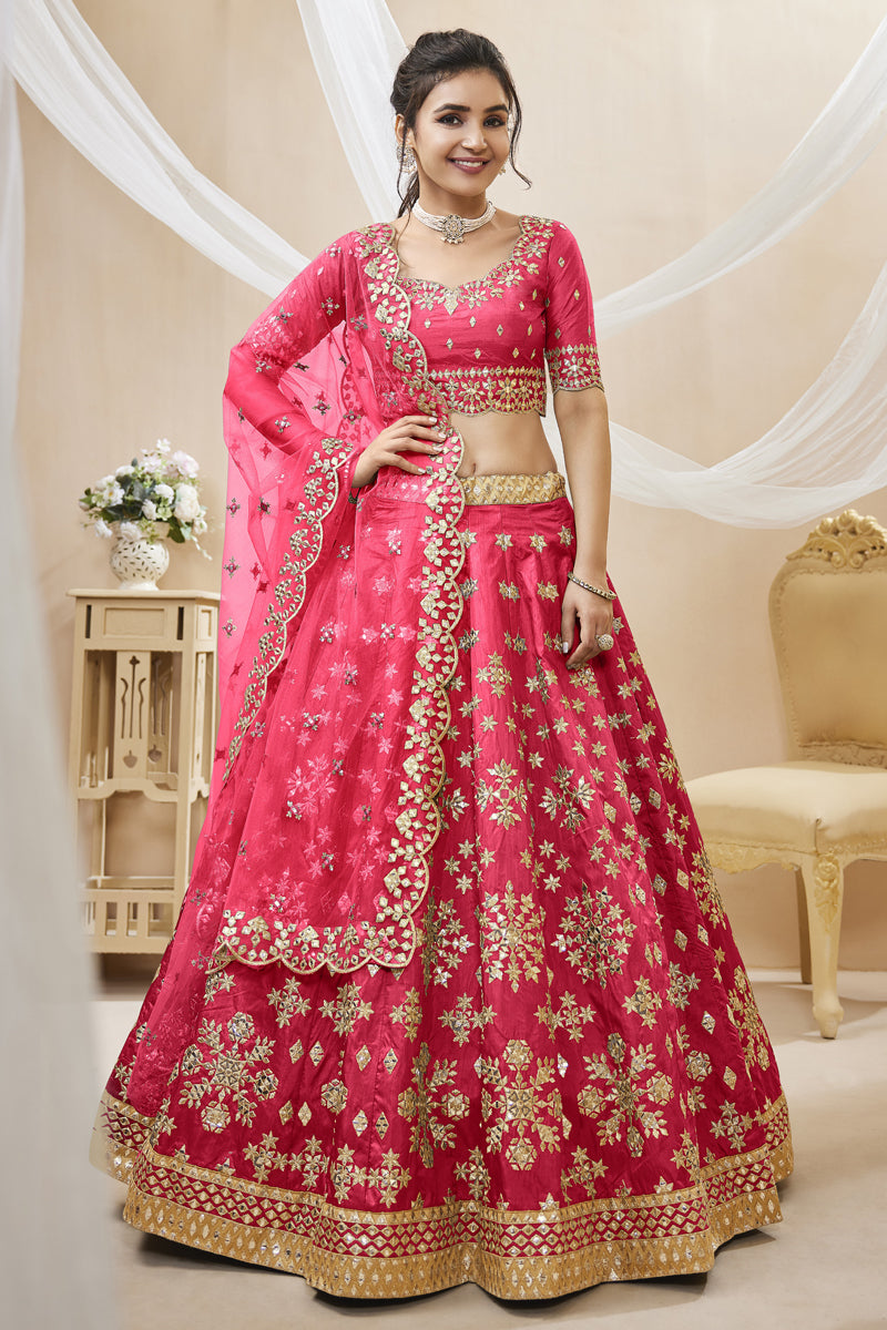 Pink Color Embroidered Work On Art Silk Fabric Beatific Lehenga Choli