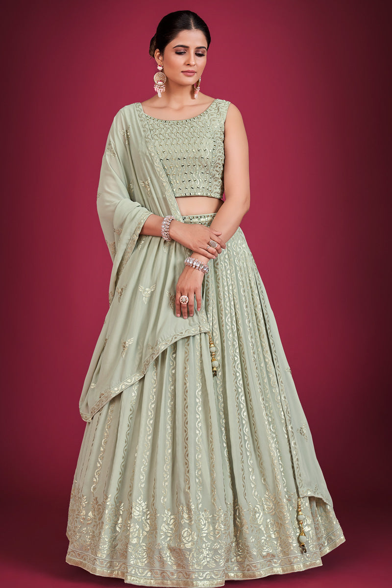 Komal Vora Sea Green Georgette Sequins Lehenga