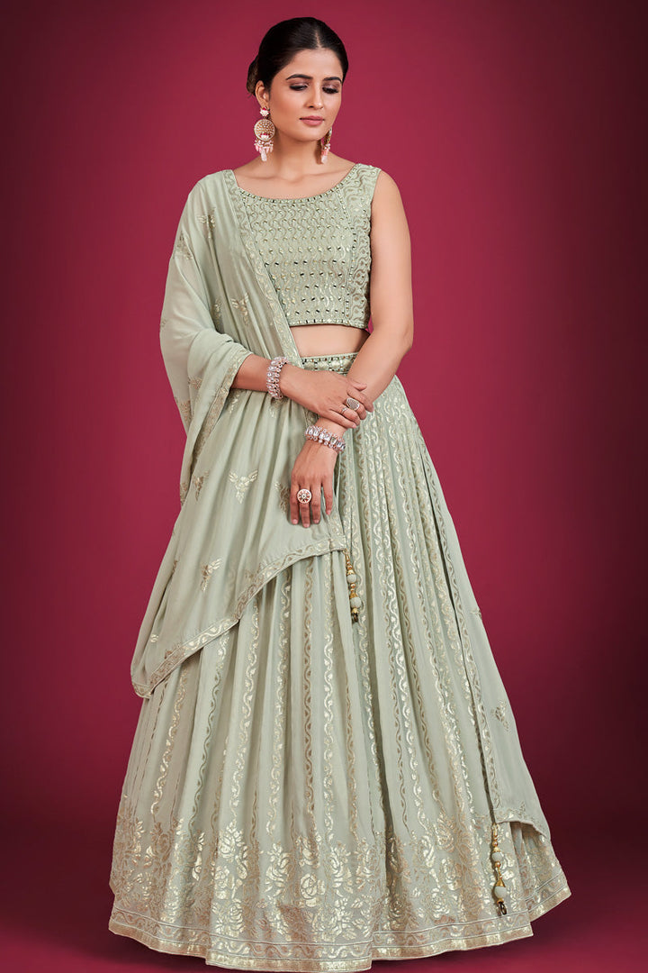 Komal Vora Sea Green Georgette Sequins Lehenga