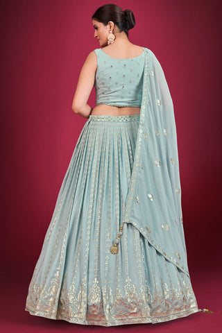 Komal Vora Sequins Georgette Sky Blue Lehenga