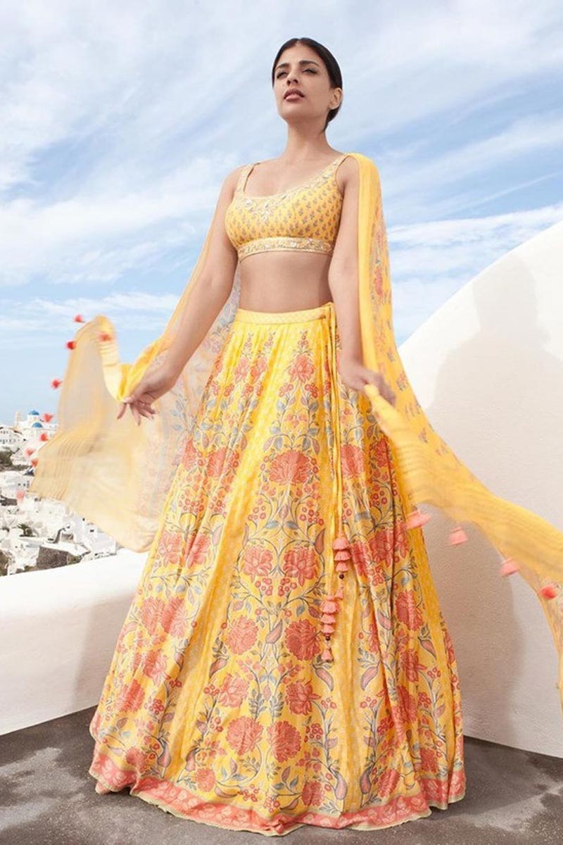 Yellow Color Designer Printed Lehenga Choli