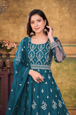 Load image into Gallery viewer, Incredible Net Fabric Teal Color Function Look Anarkali Suit
