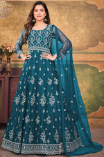 Load image into Gallery viewer, Incredible Net Fabric Teal Color Function Look Anarkali Suit
