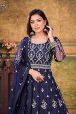 Load image into Gallery viewer, Engaging Navy Blue Color Net Fabric Function Look Anarkali Suit
