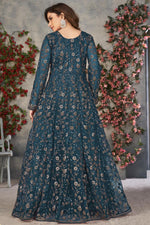 Load image into Gallery viewer, Net Fabric Function Wear Splendid Anarkali Suit In Teal Color
