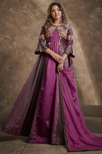 Load image into Gallery viewer, Art Silk Fabric Function Wear Designer Embroidered Readymade Gown In Wine Color
