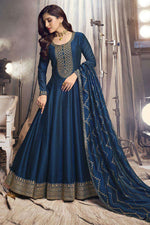 Load image into Gallery viewer, Nidhi Shah Alluring Art Silk Fabric Blue Color Party Look Anarkali Suit