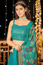 Load image into Gallery viewer, Cyan Color Georgette Fabric Attractive Sequins Work Lehenga
