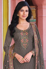 Load image into Gallery viewer, Festival Look Grey Color Chinon Fabric Admirable Salwar Suit
