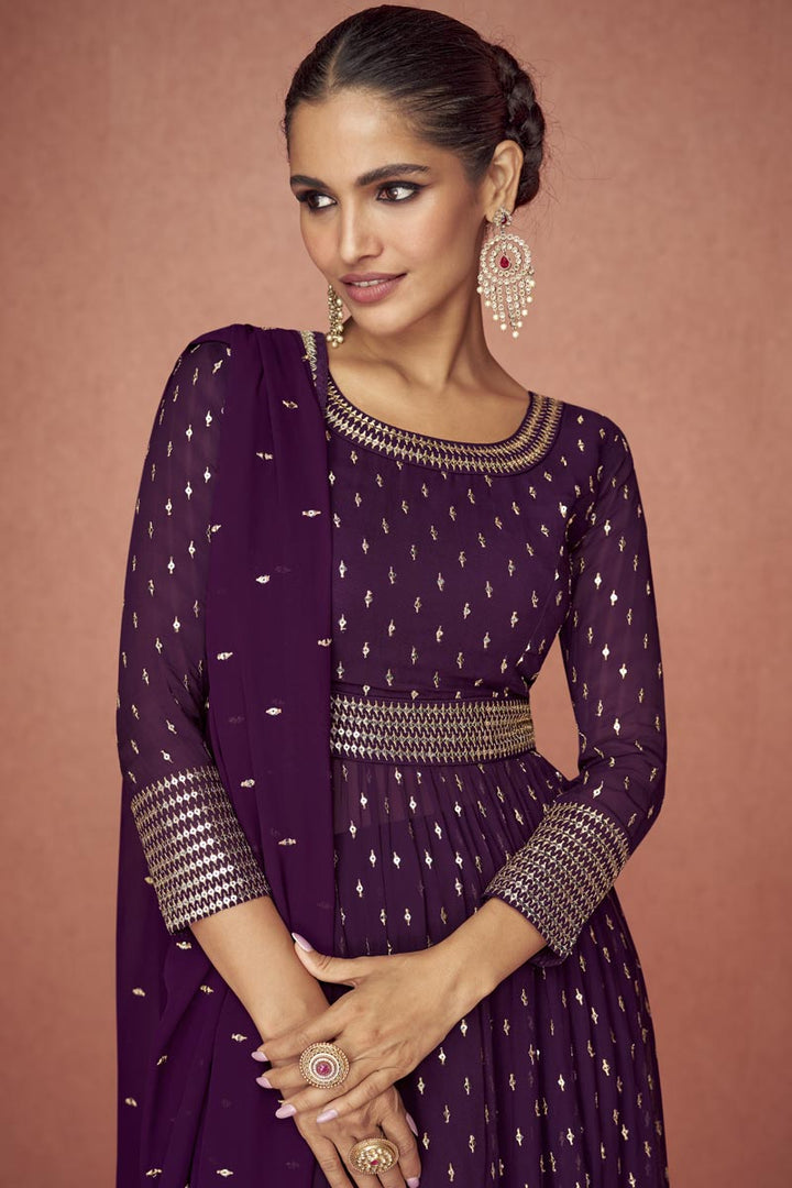 Vartika Singh Purple Color Georgette Fabric Stunning Palazzo Suit