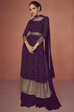 Load image into Gallery viewer, Vartika Singh Purple Color Georgette Fabric Stunning Palazzo Suit
