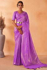 Load image into Gallery viewer, Mesmeric Lavender Color Weaving Work On Kanjivaram Silk Saree
