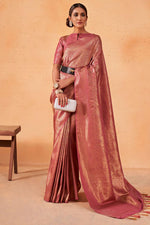 Load image into Gallery viewer, Pink Color Weaving Work On Beatific Kanjivaram Silk Saree
