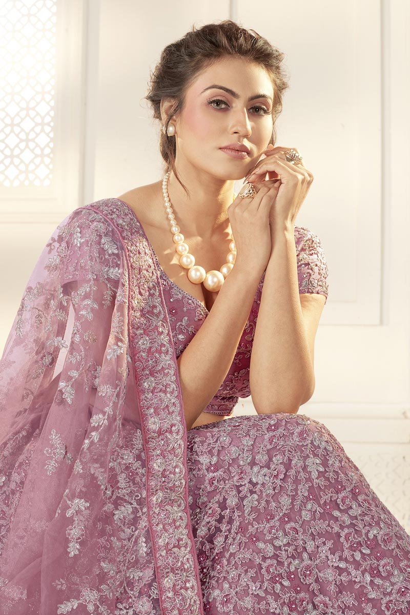 Exclusive Designer Embroidered Work Function Wear Pink Color Lehenga Choli