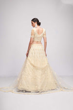 Load image into Gallery viewer, Beguiling Embroidered Work On Off White Color Net Fabric Lehenga
