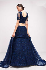 Load image into Gallery viewer, Tempting Net Fabric Blue Color Lehenga With Embroidered Work

