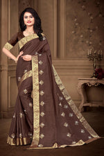 Load image into Gallery viewer, Designer Art Silk Fabric Brown Color Party Wear Saree