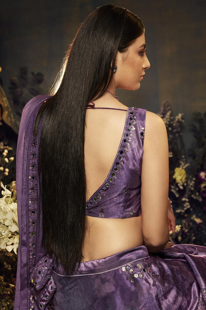Velvet Fabric Wine Color Gorgeous Look Sangeet Wear Lehenga