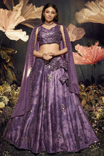Load image into Gallery viewer, Velvet Fabric Wine Color Gorgeous Look Sangeet Wear Lehenga
