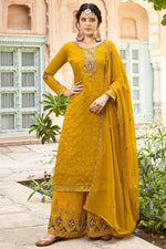 Load image into Gallery viewer, Beguiling Yellow Color Georgette Fabric Palazzo Suit
