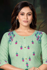Load image into Gallery viewer, Sea Green Color Fancy Fabric Beauteous Handloom Kurti
