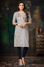 Load image into Gallery viewer, Black Color Enthralling Handloom Kurti In Fancy Fabric
