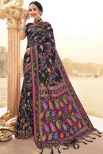 Load image into Gallery viewer, Sangeet Wear Black Color Printed Saree
