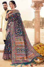 Load image into Gallery viewer, Navy Blue Color Silk Fabric Occasion Wear Saree