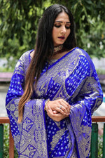 Load image into Gallery viewer, Blue Color Art Silk Fabric Intricate Bandhani Style Saree
