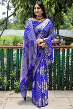 Load image into Gallery viewer, Blue Color Art Silk Fabric Intricate Bandhani Style Saree

