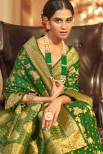 Load image into Gallery viewer, Green Color Aristocratic Chiffon Bandhej Style Saree
