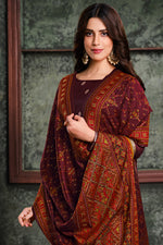 Load image into Gallery viewer, Maroon Color Jacquard Silk Fabric Festival Wear Weaving Work Palazzo Suit
