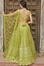 Load image into Gallery viewer, Green Organza Fabric Appealing Embroidered Function Wear Lehenga Choli
