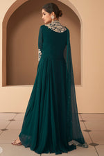 Load image into Gallery viewer, Vartika Singh Luminous Floor Length Georgette Anarkali Suit In Dark Green
