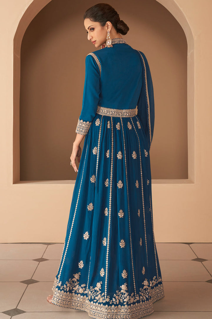 Blue Color Captivating Floor Length Georgette Anarkali Suit