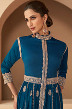 Load image into Gallery viewer, Blue Color Captivating Floor Length Georgette Anarkali Suit

