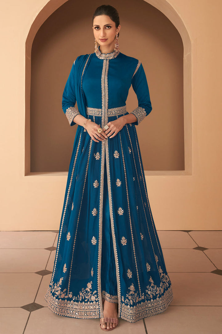 Blue Color Captivating Floor Length Georgette Anarkali Suit