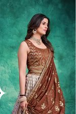 Load image into Gallery viewer, Georgette Coffee Color Mesmeric Readymade Gown
