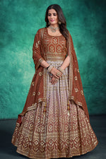 Load image into Gallery viewer, Georgette Coffee Color Mesmeric Readymade Gown
